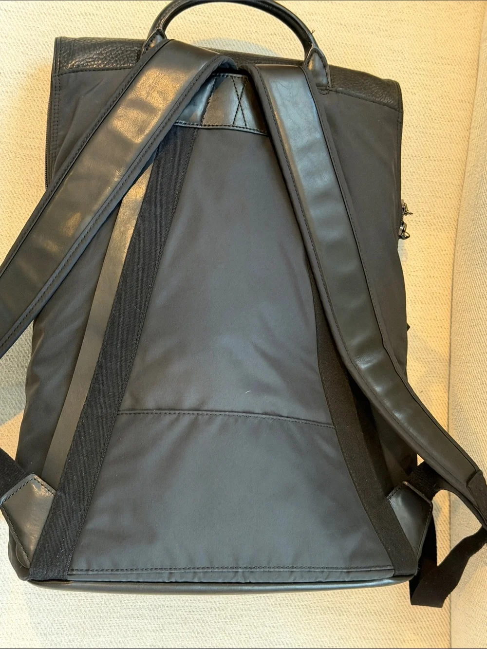 Authentic Tumi Black Nylon and Leather Top-Handle Backpack like new condition